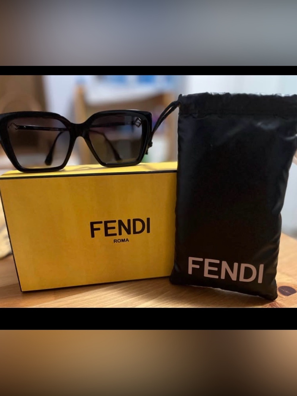 Fendi Black Gradient Oversized Square Sunglasses